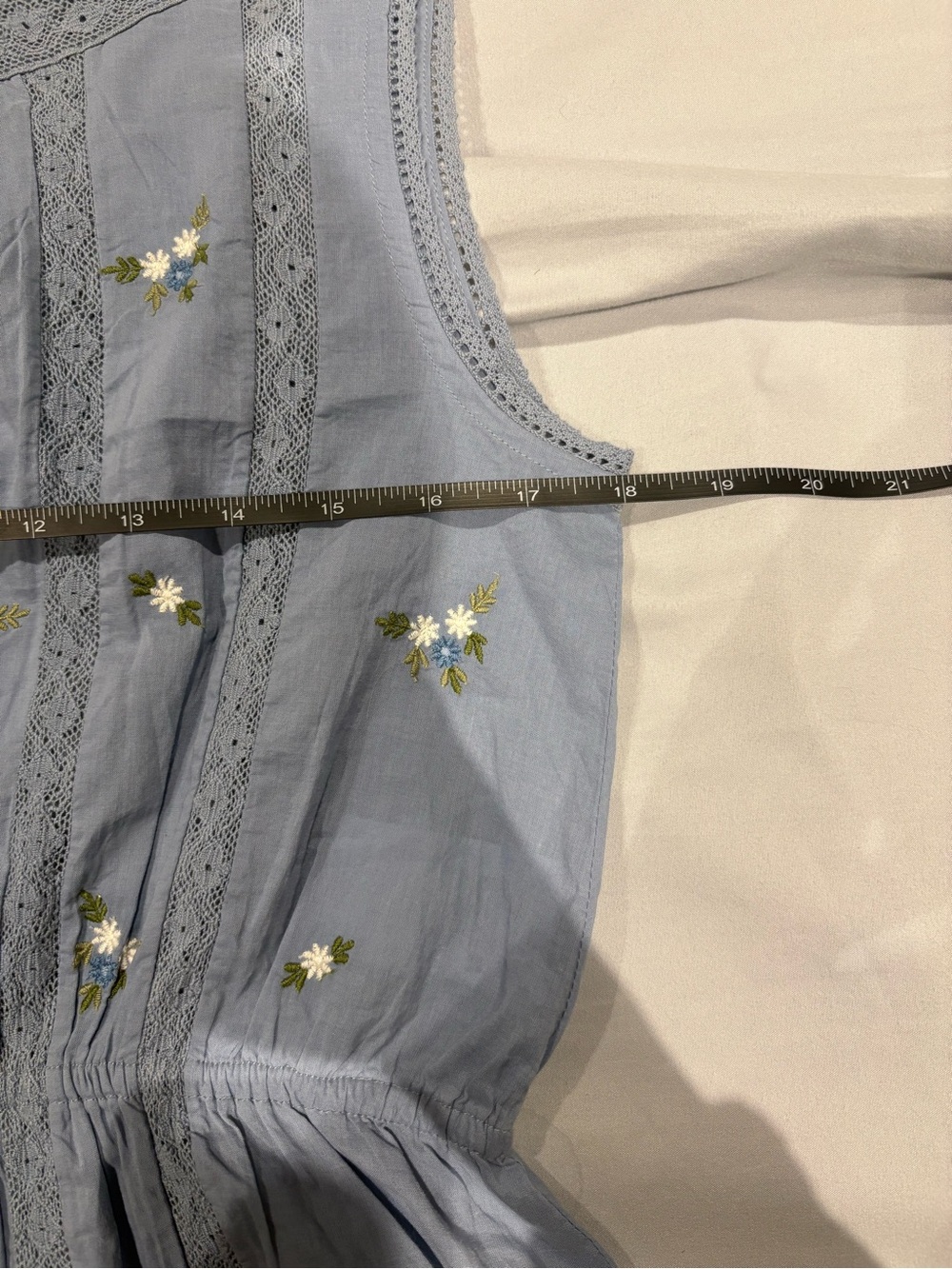 Sezane Blue Embroidered Cotton Blouse - Picture 7 of 9
